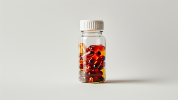 Medicine bottle with pills on white background Focus on foreground