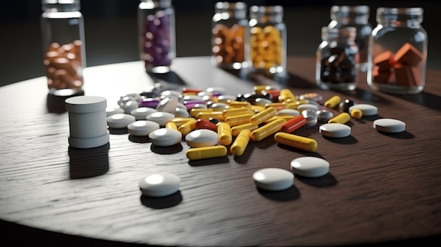 Medicine Different pills on the table