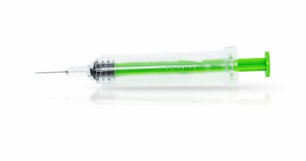 Medicine disposable isolated green syringe