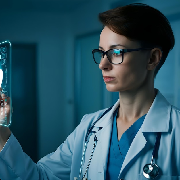 Photo medicine doctor with medical network connection on virtual screen digital healthcare and technology