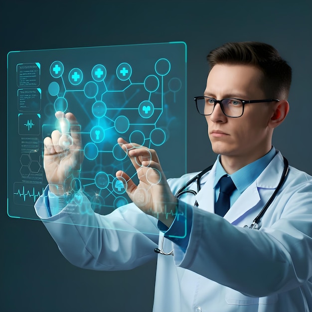 Medicine doctor with medical network connection on virtual screen Digital healthcare and technology