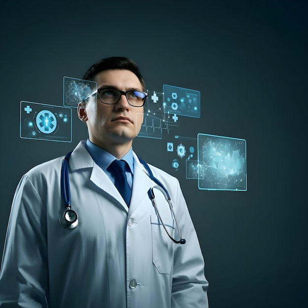 Medicine doctor with medical network connection on virtual screen Digital healthcare and technology