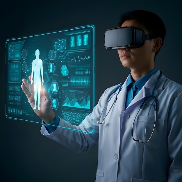 Medicine doctor with medical network connection on virtual screen Digital healthcare and technology