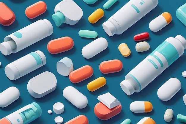 Medicine pills and bottles generative ai