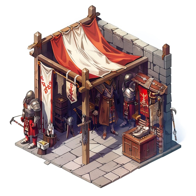 Medieval Armor Shops in Video Games 3D Model asset High quality AI generated image