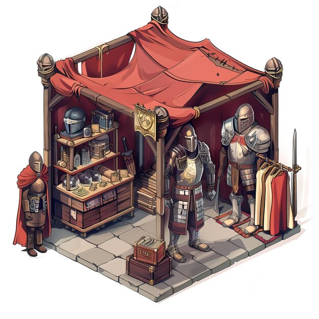 Medieval Armor Shops in Video Games 3D Model asset High quality AI generated image