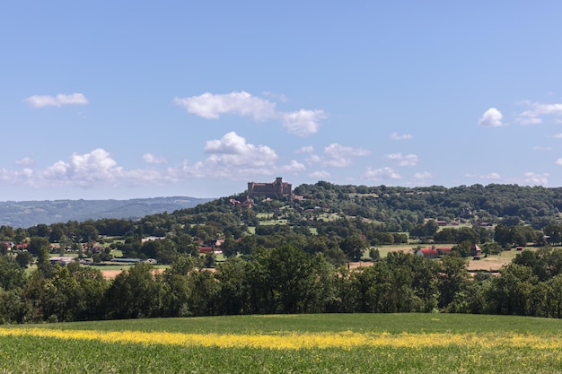 medieval art national monument Chateau de Castelnau Bretenoux dominating over Dordogne