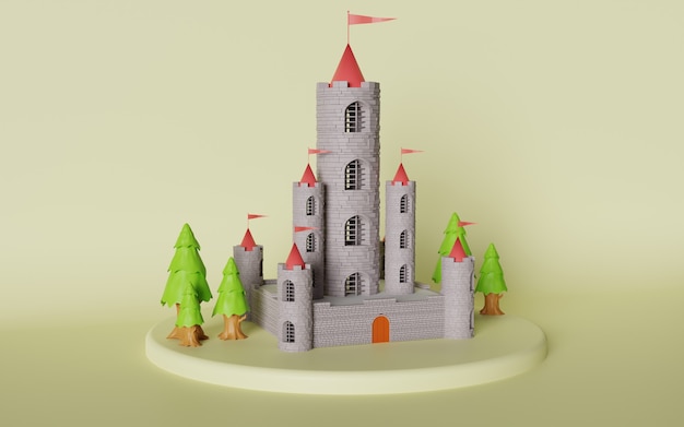 Photo medieval castle 3d rendering