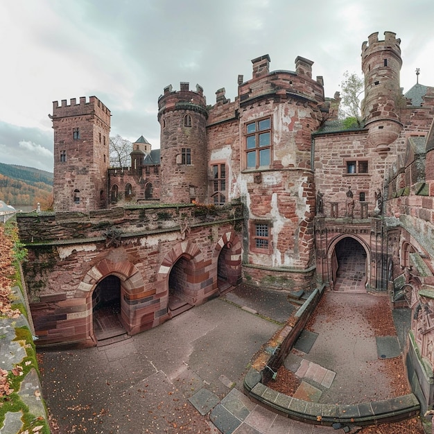 Medieval Castle Architecture Ruins with Ramp Historical Landmark Image