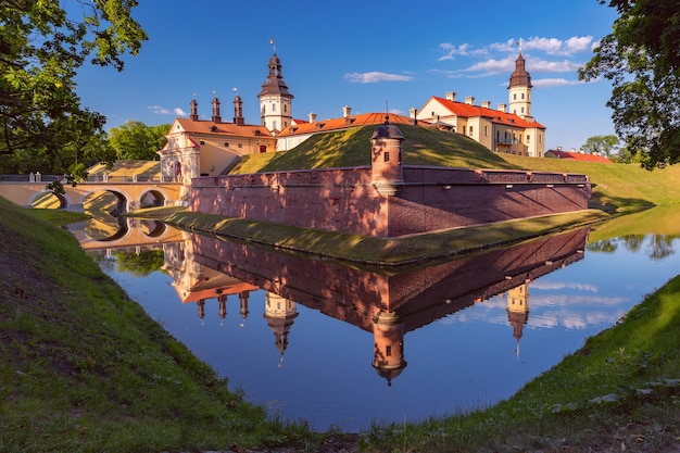 Medieval castle in Belorussian town Nesvizh, Belarus.