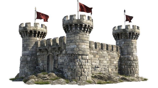 Medieval Castle Turret with Battlements on transparent background