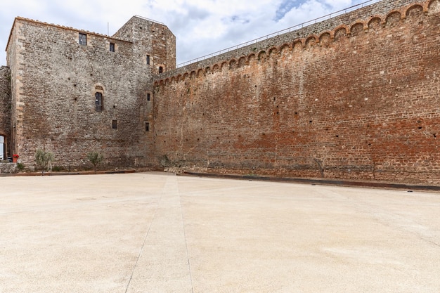 Medieval defensive red brick construction The fortress of Montalcino Tuscany Italy