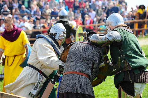 Medieval festival reconstruction of knightly battles in Khotyn