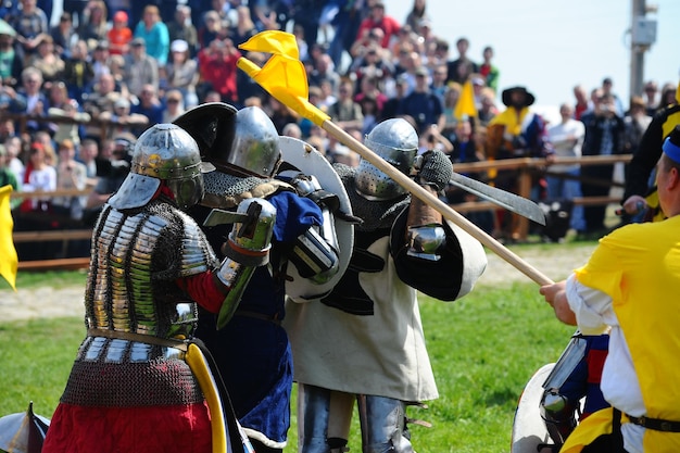 Medieval festival reconstruction of knightly battles in Khotyn