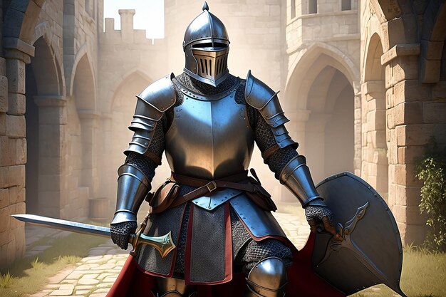 Medieval historical rendering of knight