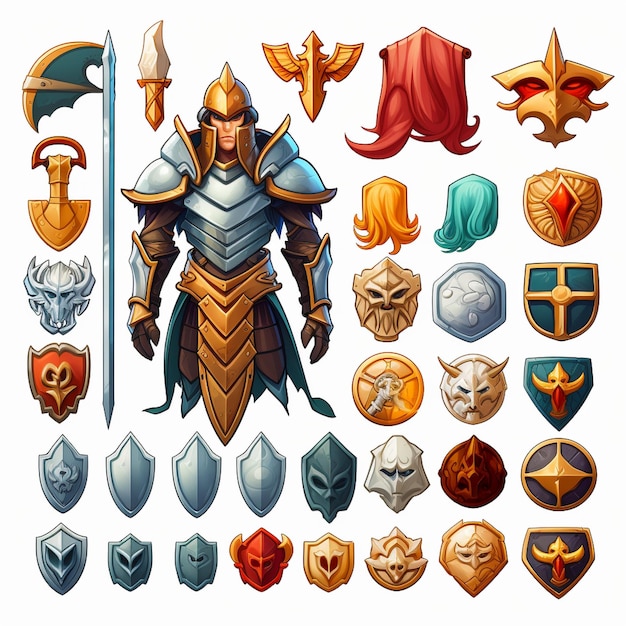 Medieval knight 2d game character sprites sheet