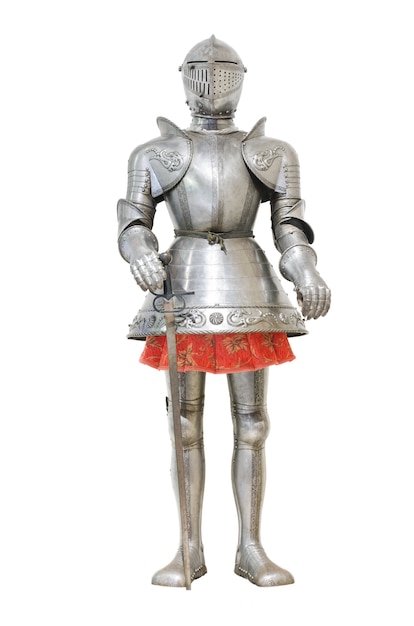 Medieval knight armour over white isolated background