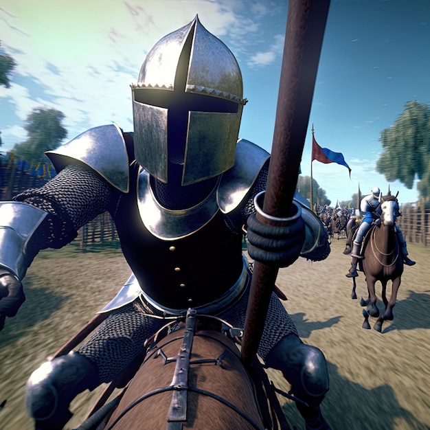 Medieval Knight Galloping GoPro Camera Footage Still