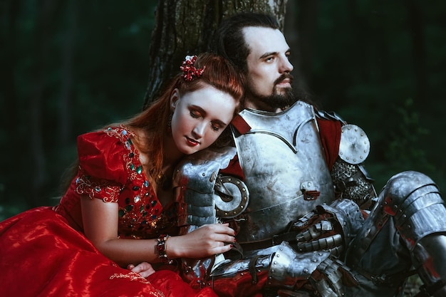 Medieval knight with lady