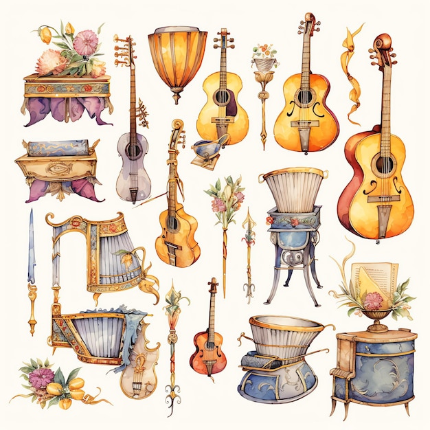 Medieval music Medieval watercolor fantasy