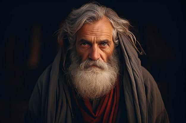 medieval senior with mustache and beard