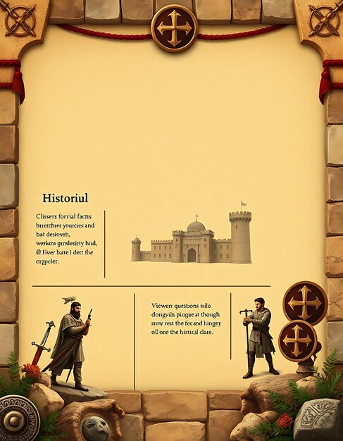 Photo medieval theme layout screen for a history streamer with earthy tones med game interface designi