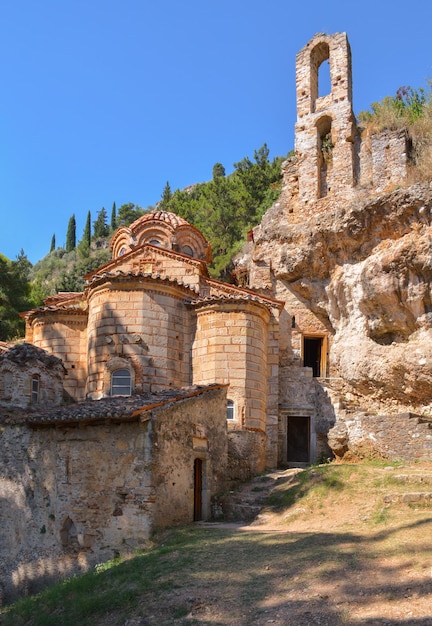 The medieval town of Mystras in the Peloponnese in Greece