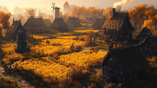 Photo medieval village of the eternal harvest