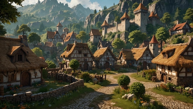 Medieval Village for a Fantasy Video Game