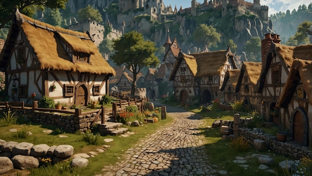 Medieval Village for a Fantasy Video Game