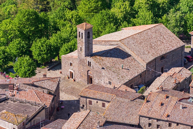 Medieval village of Radicofani viewed from above Tuscany Italy tourism destination Details close up