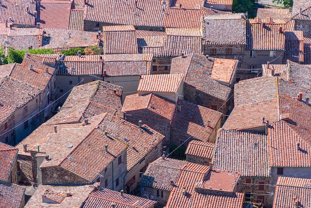 Medieval village of Radicofani viewed from above Tuscany Italy tourism destination Details close up