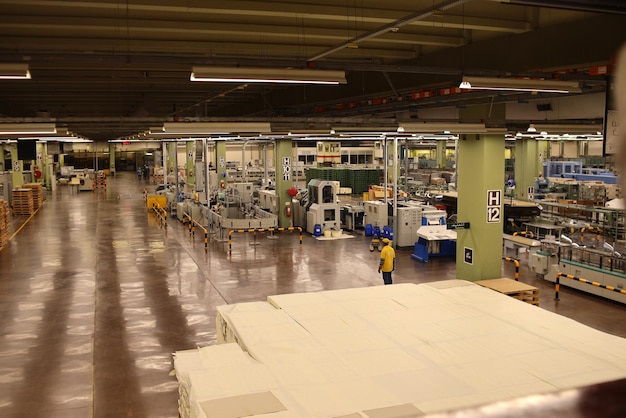 Medina, Saudi Arabia - October 2022 Interior of koran (Quran) factory in Medina, Saudi Arabia. Al Q