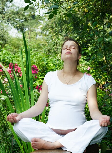 Meditating in a garden