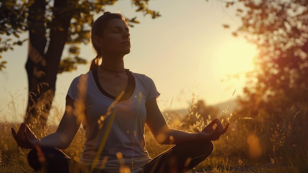 Meditating Woman in Nature