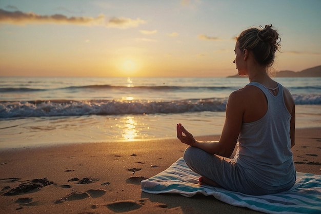 Meditation on Beach at Sunrise