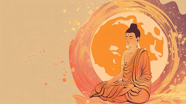 meditation buddha vector with empty space for writing