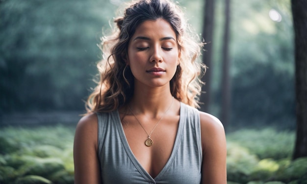 meditation girl smiling young girl doing fitness exercise