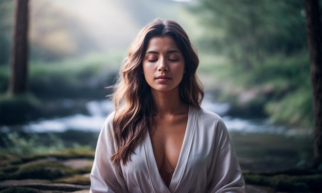 meditation girl smiling young girl doing fitness exercise