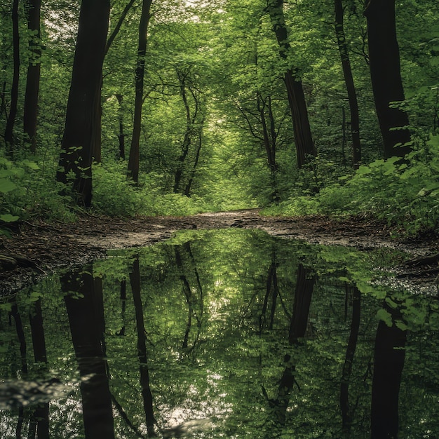 Photo meditative walk in a forest