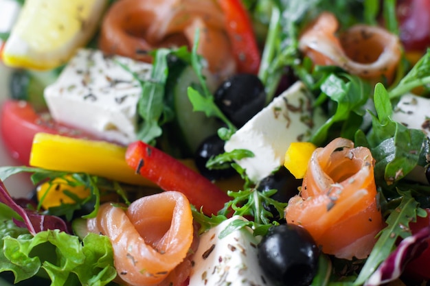 Mediterranean salad salmon brie