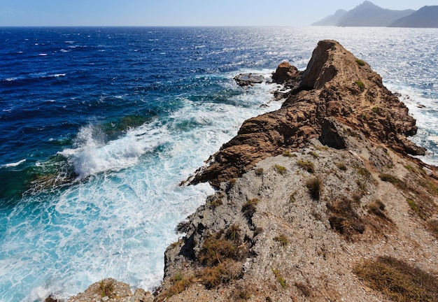 Mediterranean sea summer rocky coast view (Portman, Costa Blanca, Spain).