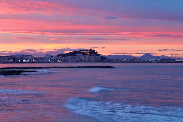 Mediterranean sunset on sea Denia