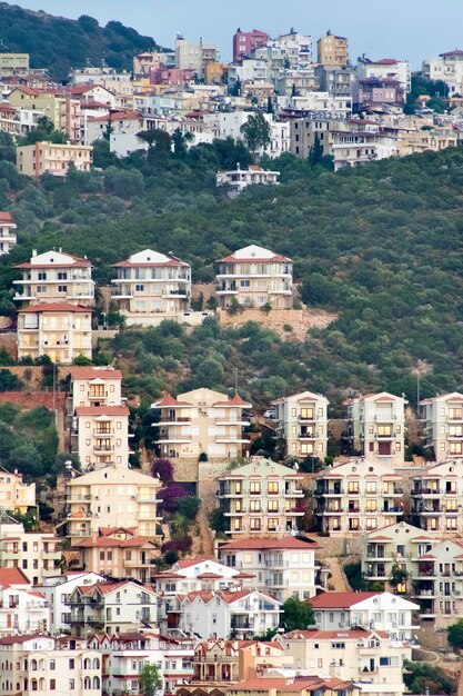 Mediterranean town on the hillside by the sea