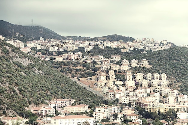 Mediterranean town on the hillside by the sea