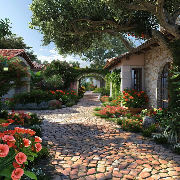 A Mediterraneanstyle garden path