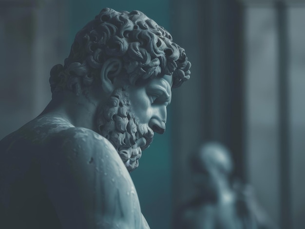 Medium shot of ancient greek man waist high shot photography themed background