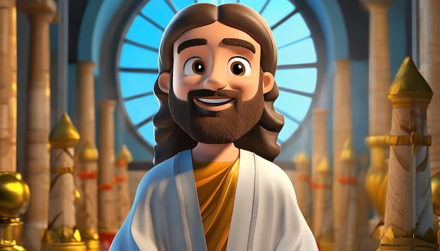 Medium shot cartoony jesus christ