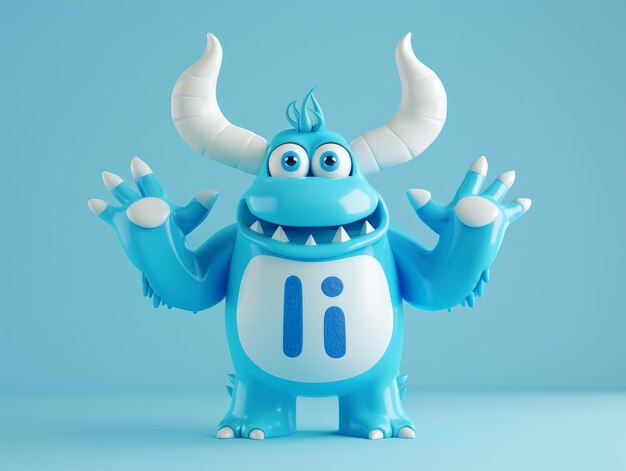 Photo medium shot of a cute cartoon style monster holding text hi illustration ar