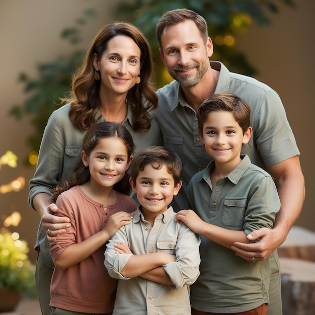 Medium shot family posing together